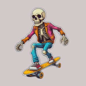 skeleton, skater,get sticky,miami,sticker,vinyl